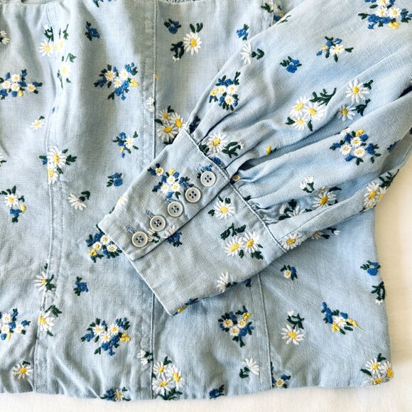 Reformation Stilton Linen Top - Mineral Daisy Embroidery - Picture 6 of 13